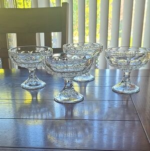 4 Vintage heavy glass footed sherbet/ice cream glasses